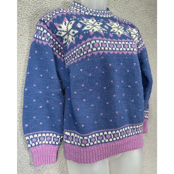 Vintage Icelandic Design Sweater Hand Knit Norwegian Wool Women's Small Grandma - Picture 4 of 9